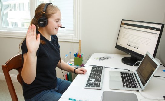 Davidson Academy Online student learning in class