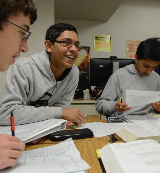 Students interacting in classroom