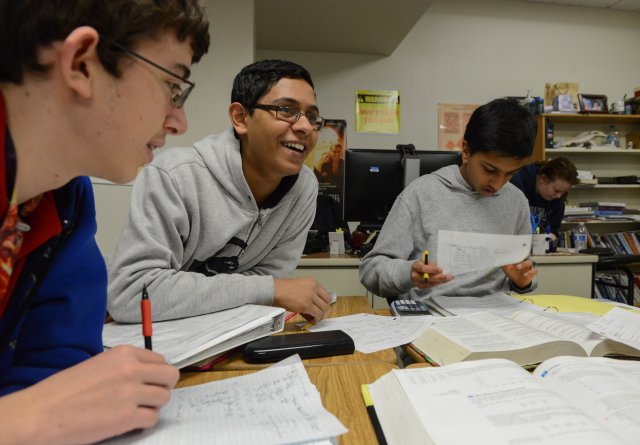 Students interacting in classroom