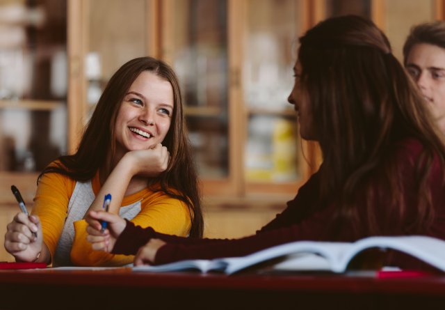 Students smiling in class