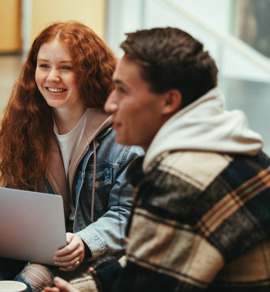 Students studying together in college campus