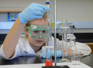 Davidson Academy student in a lab